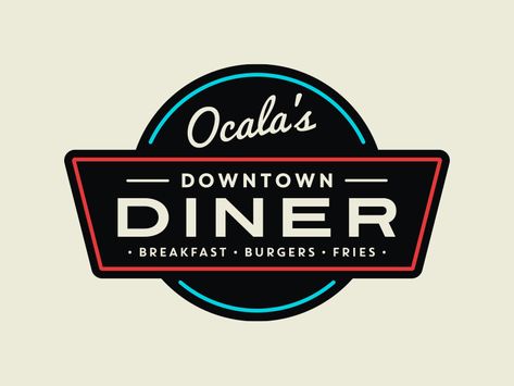 Downtown Diner Logo by Carl Craig on Dribbble Diner Branding, Diner Logo, Ny Food, Diner Ideas, Retro Signs, 50s Diner, Breakfast Burger, Vintage Diner, Text Logo Design