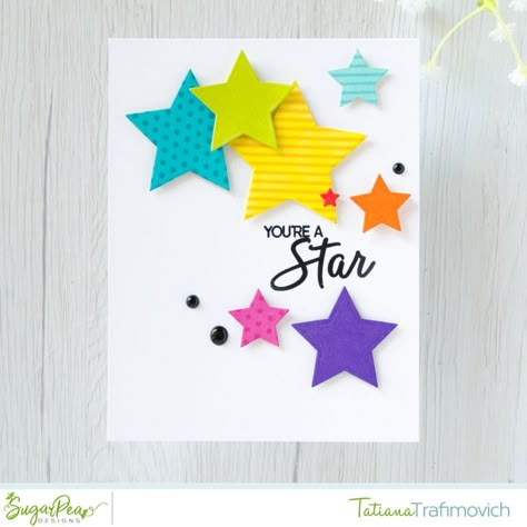 You Are A Star Card, Greeting Cards Handmade Creative Design, Cute Homemade Cards, Kids Cards Handmade, Cute Card Designs, Cards With Stars, Cute Handmade Cards, Star Handmade, Sugarpea Designs