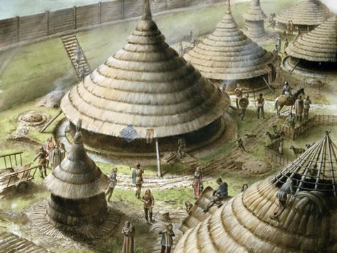 An image of the round house that the Britons lived in during the Iron Age Picturesque Landscape, Celtic Warriors, Ancient Celts, The Celts, Round House, Iron Age, Ancient Architecture, Arte Animal, Ancient World