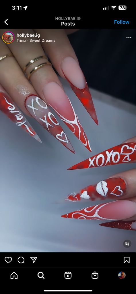 Valentines Stilletos Nails, Valentine’s Day Nails Stiletto, Valentines Day Nails Acrylic Stiletto, Valentines Day Nails Stiletto Shape, Valentines Nails Stiletto, Pointy Valentines Day Nails, Valentines Day Nails Stiletto, Stiletto Nail Art Valentine, Stilleto Valentine’s Day Nails