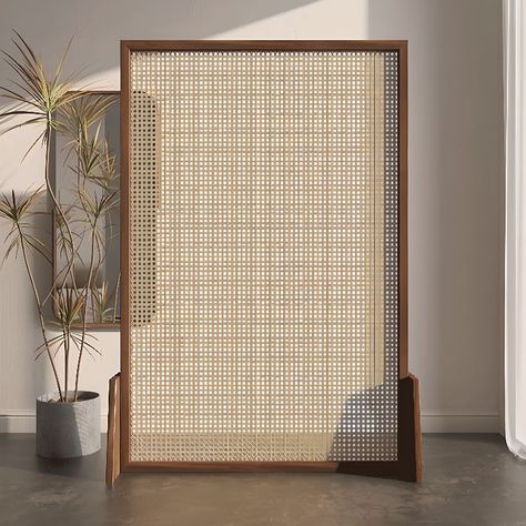 Room Dividers You'll Most Need | Litfad page 5 Divide A Room Into Two, Rattan Partition, Rattan Room Divider, Rattan Room, Wood Partition, Pinus Sylvestris, Master Design, Partition Walls, Rattan Material