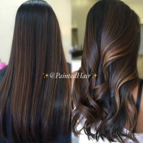 Gorgeous Partial Caramel And Chocolate Highlights Cinnamon Hair, Dark Hair With Highlights, Caramel Hair, Caramel Highlights, Brown Balayage, Long Brown Hair, Brown Hair With Highlights, Normal Hair, Hair Painting