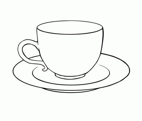 Drawing Cup, Tea Cup Drawing, Teacup Tattoo, Cup Drawing, Cute Tea Cups, Cup Tattoo, Cup Art, Outline Drawings, Coloring Pages To Print