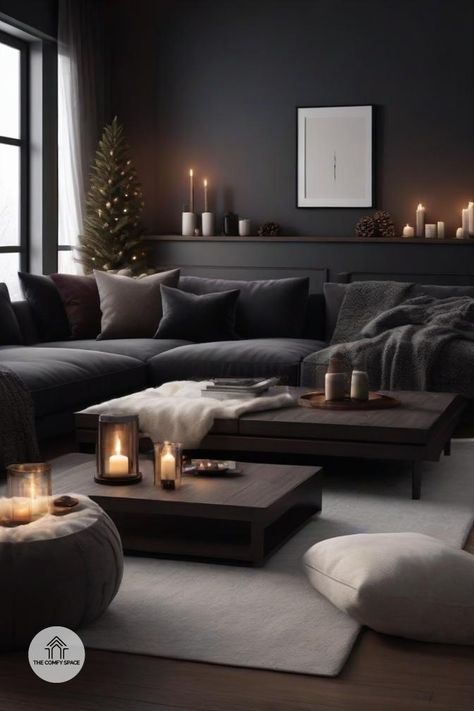 Ready to cozy up your living room for winter? Dark tones are the answer! Discover how deep hues can create a warm and inviting atmosphere. We'll guide you through color palettes, furniture, and accents that highlight dark shades, making your space stylish and comfortable. Whether you prefer modern or traditional, these ideas will inspire a chic and welcoming living room.#ChicDecor #WinterLiving #DarkTones #CozyInteriors #HomeDecor Dream Living Room Cozy, Winter Living Room Ideas, Palettes Furniture, Cozy Winter Living Room, Dark Living Room Aesthetic, Dark Living Room Decor, Dark Modern Home, Highlight Dark, Tv Den