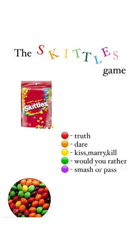 Skittles Game Sleepover, Fun Games For Teenagers, Skittles Game, Fun Sleepover Activities, Teen Sleepover Ideas, Games For Teenagers, Sleepover Essentials, Red Preppy, Fun Sleepover Games