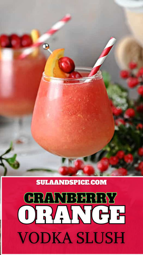 Cranberry Orange Vodka Slush Frozen Cranberry Orange Vodka Slush, Vodka Blended Drinks, Vodka And Cranberry Drinks Cocktails, Ninja Cocktail Recipes, Cranberry Slush Recipe, Vodka Slush Recipe Frozen, Ninja Slushie Recipes Christmas, Recipes Using Vodka, Orange Vodka Cocktails