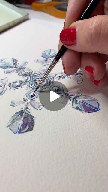 Sandy Allnock | Artist on Instagram: "Inspired by 1/8th inch of snow last night 🥶 #snowflake #watercolor #watercolourpainting #danielsmithartistsmaterials" Watercolor Snowflake Art, Snowflakes Watercolor, Snowflake Watercolor, Watercolor Snowflake, Sandy Allnock, Snowflakes Art, Snow Art, Watercolor Paintings Easy, January 12