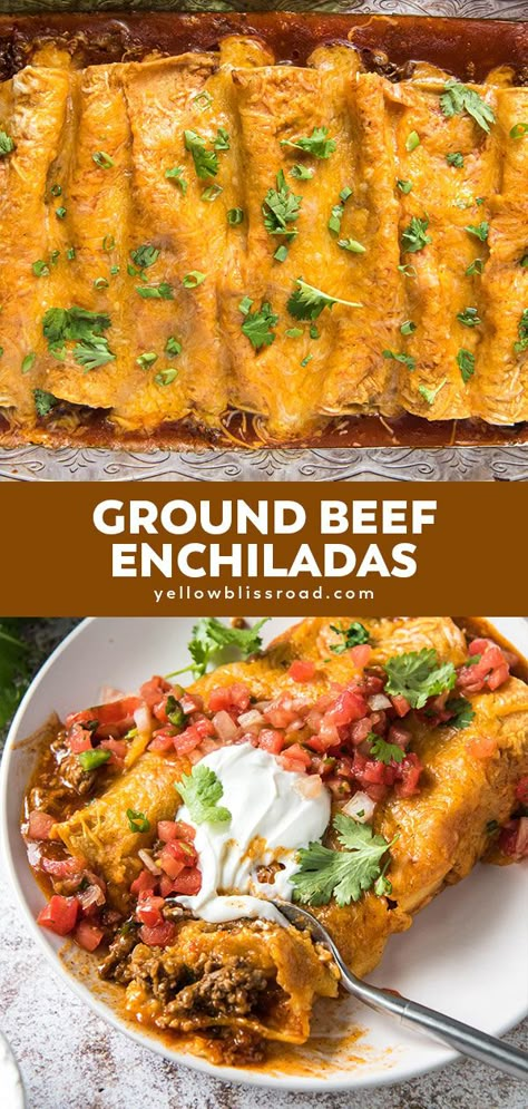 Enchiladas Mexicanas, Soft Corn Tortillas, Beef Enchilada Recipe, Ground Beef Enchiladas, Seasoned Ground Beef, Ground Beef Dishes, Easy Meatloaf, Beef Enchiladas, Ground Beef Recipes For Dinner