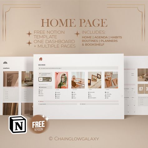 Details: A Notion template that is FREE (free version of a full product) One dashboard plus multiple pages.Pages included: Home, Agenda, Habits, Routines, Planners & Bookshelf. Notion Home Page Template, Notion Home Page, Notion Template Free, Study Sessions Planner, Goal Setting Template, Monthly Planner Template, Mom Planner, Digital Organization, Weekly Planner Template