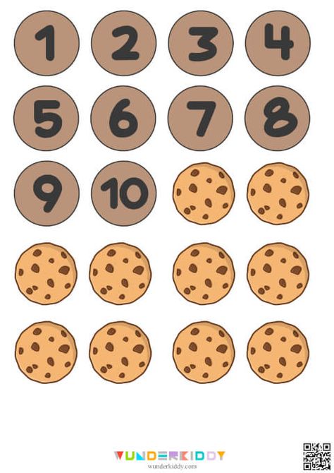 Cookie Worksheets Preschool, Cookie Printable, Counting Worksheets For Kindergarten, Counting Worksheet, Shape Activities Preschool, Worksheet For Kindergarten, Counting Worksheets, Easter Activities For Kids, Kindergarten Learning Activities