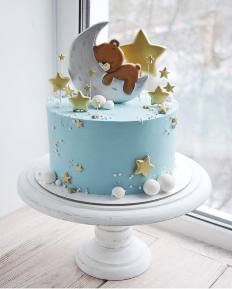 Torturi Baby Shower, Idee Babyshower, Fondant Baby, Moon Baby Shower, Baby Boy Cakes, Baby Birthday Cakes, Christening Cake, Shower Cupcakes, Baby Cakes