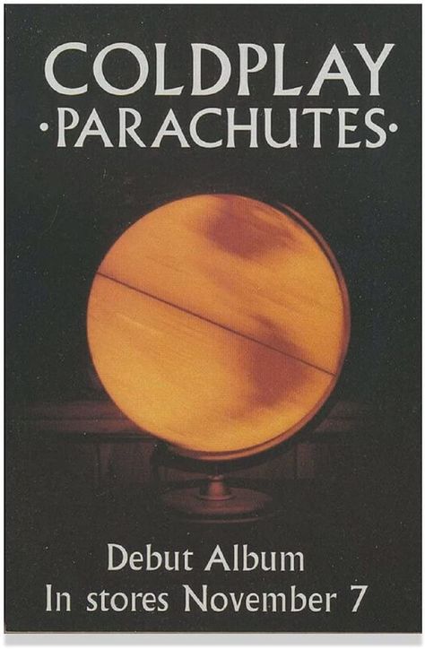 Coldplay Parachutes Poster, Parachutes Coldplay, Coldplay Parachutes, Photo Wall Aesthetic, Coldplay Poster, Collage Decor, Artist Posters, Wall Collage Decor, Music Poster Ideas