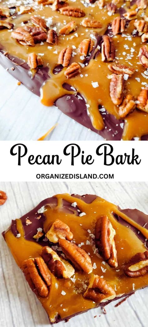 Fall Bark Candy, Chocolate Pecan Caramels, Chocolate Pecan Bark Recipe, Thanksgiving Candy Recipes, Fall Bark Recipes, Fall Candy Ideas, Fall Candy Recipes, Praline Pecans Recipe Easy, Thanksgiving Candy Treats