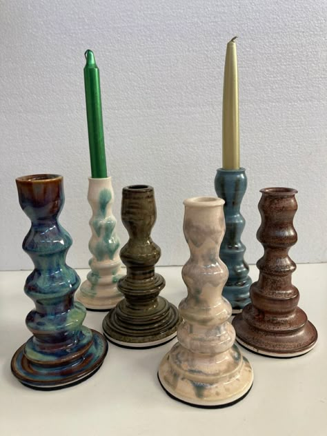 Unique Thrown Pottery, Ceramic Candle Sticks Pottery, Wheel Thrown Candle Sticks, Coil Candle Holder, Wheel Thrown Ceramics Ideas, Candlestick Holder Ceramic, Wheel Thrown Candle Holder, Pottery Candlestick Holders, Wheel Thrown Pots