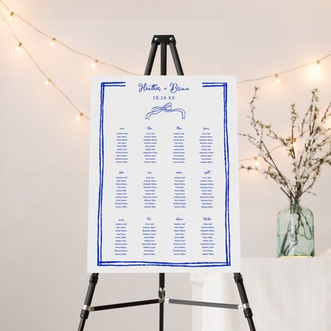 Hand Written Seating Chart, Blue Wedding Seating Chart, French Riviera Aesthetic, Riviera Aesthetic, 12 Tables, French Blue Wedding, Find Your Seat Sign, French Riviera Wedding, Table For 12