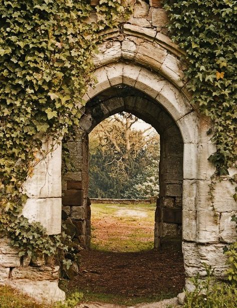 Fantasy Archway, Background Practice, Outdoor Murals, Door Ways, Stone Archway, Castle Painting, Castle Aesthetic, Cottage Aesthetic, Picture Places