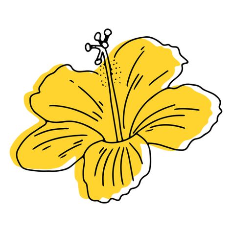 Yellow Flower Drawing Simple, Yellow Drawing Ideas, Hawaiian Flowers Drawing, Yellow Flowers Drawing, Yellow Drawings, Hawaiian Flower Drawing, Flower Draw, Yellow Drawing, Yellow Stickers