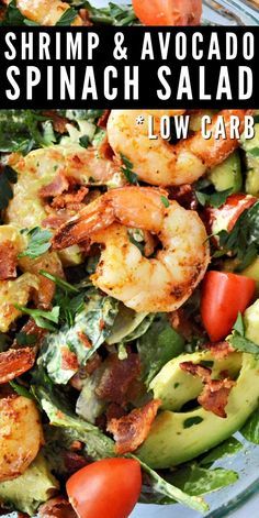 Shrimp Avocado and Spinach Salad #shrimpavocadospinachsalad #spinachsalad Keto Shrimp And Avocado Salad, Shrimp With Avocado Recipes, Keto Spinach Salad Recipes, Best Keto Salads Recipes, Lettuce And Spinach Salad Recipes, Keto Light Dinner, Spinach Salad With Shrimp, Shrimp For Salad Recipes, Shrimp Spinach Salad Recipes