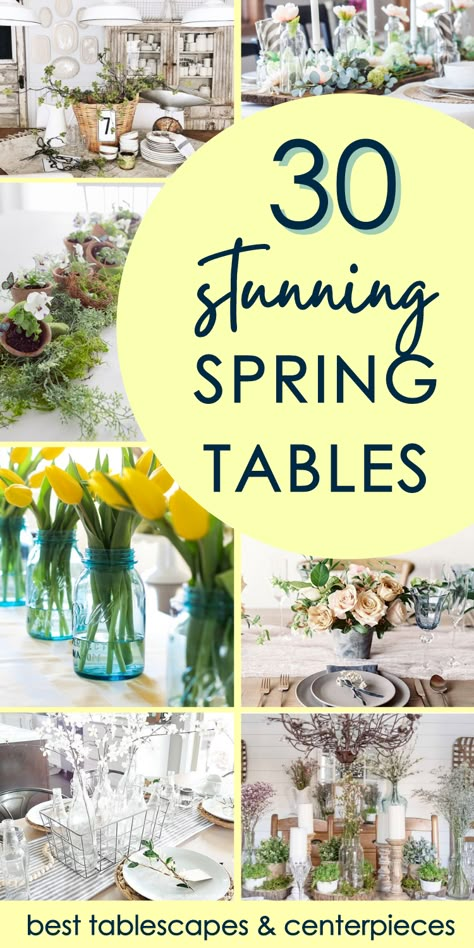 Spring Table Scape Ideas, Summer Dining Room Decor, Easy Spring Centerpieces Diy, Spring Luncheon Ideas Ladies Lunch Table Decorations, Simple Spring Table Centerpieces, April Table Decorations, Spring Table Settings Tablescapes, Simple Easter Tablescapes, Spring Tablescapes Simple