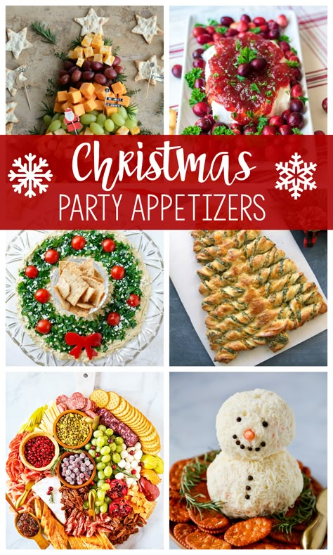 Christmas Appetizers for Your Holiday Parties-These fun party food ideas are perfect whether you are hosting or taking something to a Christmas party this year. Cute, simple appetizers that are perfect for the holidays! #christmasappetizers #partyfood #christmasparties Xmas Eve Food Ideas, Hosting Xmas Party, Appetizer Recipes Christmas Party, Friendsmas Recipes, Snack Ideas For Christmas Party, Christmas Fun Food Ideas, Hosting Appetizer Party, Xmas Hosting Ideas, Fun Christmas Appetizer Ideas