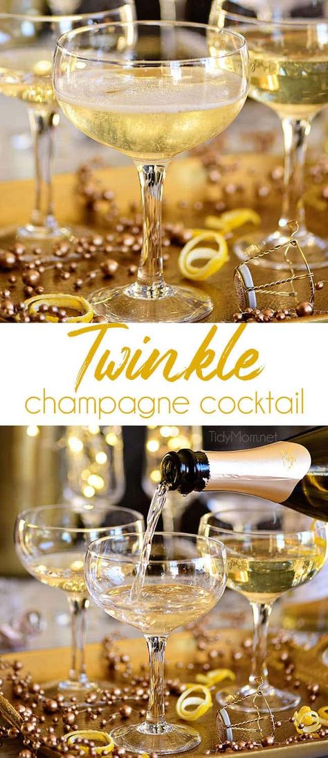 A Twinkle champagne cocktail is a great way to add a little sparkle to your celebrations. With its champagne top and glitzy name, this light, delicately flavored drink is ideal for a New Year's Eve or Valentine's Day. Printable recipe at TidyMom.net #cocktail #champagne #newyearseve #christmas #drinks Chambord Cocktails, Nye Cocktail, New Year's Drinks, Cordial Recipe, Cocktail Champagne, New Years Cocktails, Vodka Wine, Chocolate Bread Pudding, Champagne Cocktails