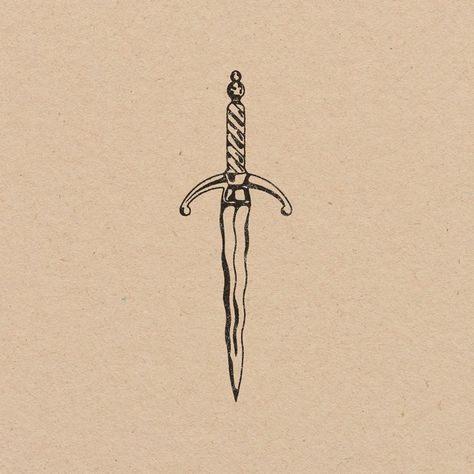 Knife In Back Tattoo, Dainty Dagger Tattoo, Dagger Back Tattoo, Cute Dagger Tattoo, Dagger Tattoo Women, Vintage Inspired Tattoos, Small Greek Tattoos, Very Unique Tattoos, Small Dagger Tattoo