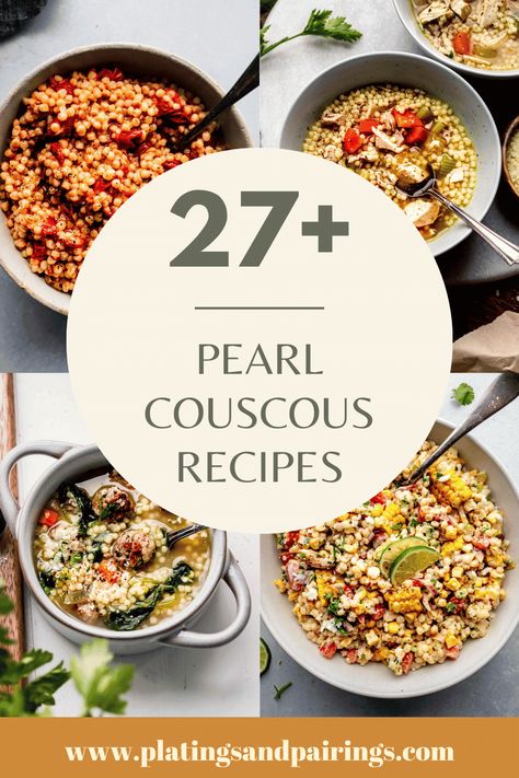 Pearl couscous, also known as Israeli couscous, is a type of pasta that is made from semolina flour. It is larger and chewier than traditional couscous, and it has a nutty flavor. Pearl couscous is a versatile ingredient that can be used in a variety of dishes, from salads to soups to main courses. Mediterranean Pearl Couscous Recipes, Cous Cous Pearl Recipes, Chicken Pearl Couscous, Best Pearl Couscous Recipe, Peal Couscous Recipes, Chicken And Pearl Couscous Recipes, Pearl Couscous Side Dishes, Pearl Cous Cous Salad Roasted Vegetables, Moroccan Pearl Couscous Recipes