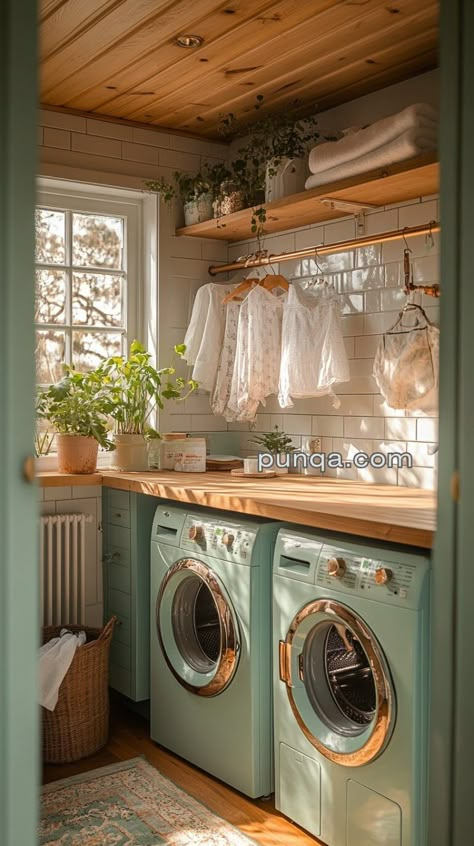 Small Space, Big Clean: Laundry Room Organization Hacks - punqa.com Small Washroom Ideas Laundry Area, Country Chic Laundry Room, Laundry Organization Small Space, How To Organize A Small Laundry Room, Vintage Farmhouse Laundry Room, Laundry Room Ideas Small Space Stackable, Pantry Laundry Room Combo Small Spaces, Laundry Ideas For Small Spaces, Cottage Core Laundry Room