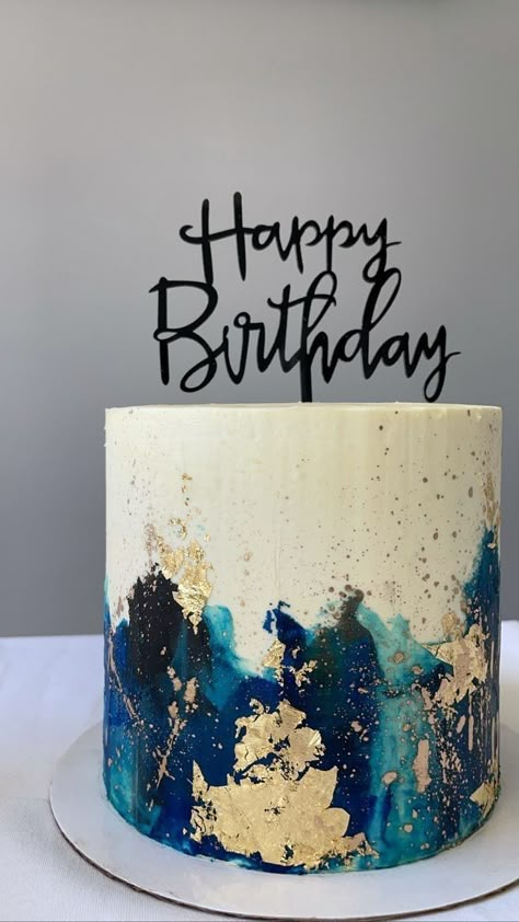 Sapphire Birthday Cake, Navy Blue Ombre Cake, Navy And Gold Birthday Cake, Blue White And Gold Cake, Blue And Black Cake, Royal Blue Birthday Cake, Navy Blue Birthday Cake, Navy And Gold Cake, Dark Blue Cake