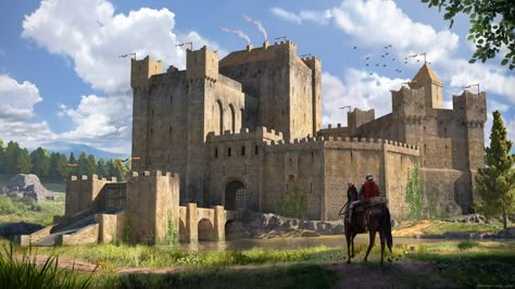 Asoiaf Castles, Fortress Concept Art, Medieval Castle Layout, Castle Layout, Medieval Fortress, Medieval Architecture, Medieval Houses, Build Inspiration, Castle Art