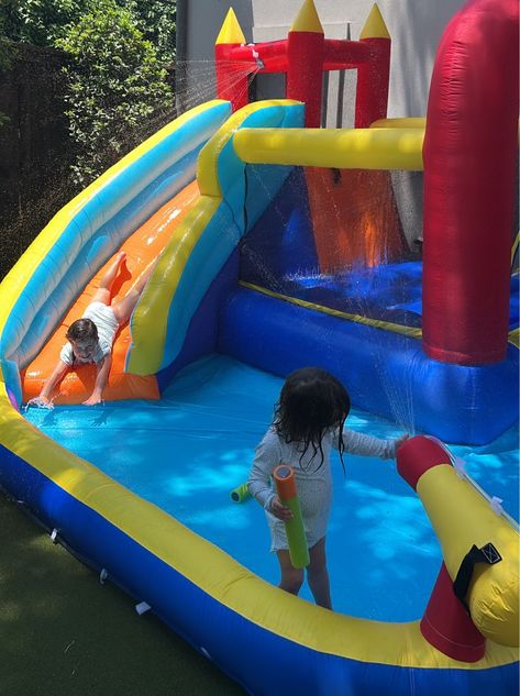 Kids blow up pool, water slide and bounce house   #LTKKids #LTKSwim #LTKSeasonal Water Bounce House, Blow Up Water Slide, Pool Water Slide, Blow Up Pool, Power Wheels, Bounce House, Inflatable Water Slide, Water Slide, Pool Water