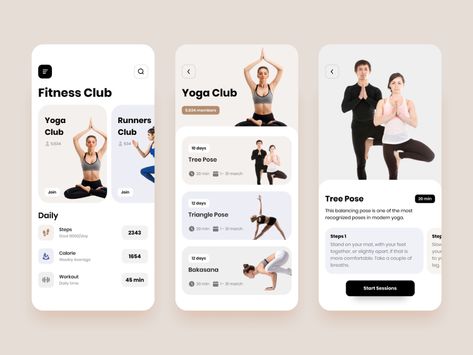 Fitness Club app by IndiaNIC on Dribbble Fitness Apps Design, Vertical Workout, Moodboard App, Gym App, Low Impact Hiit, Hiit Workouts For Beginners, Yoga App, Yoga Images, Mobile Application Design