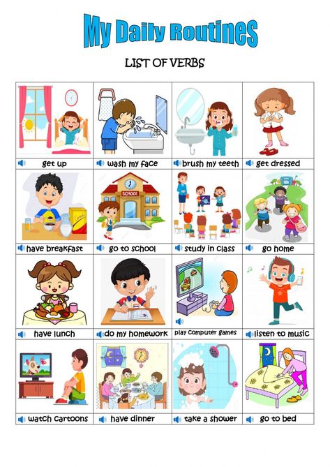 Clock Routine For Kids, Daily Routine Worksheet For Kindergarten, Daily Routine Worksheet For Kids, My Daily Routine Worksheet, Daily Routine Pictures, Daily Activities Worksheet, Daily Routine Activities For Kids, Daily Routine Flashcards, Daily Activities For Kids