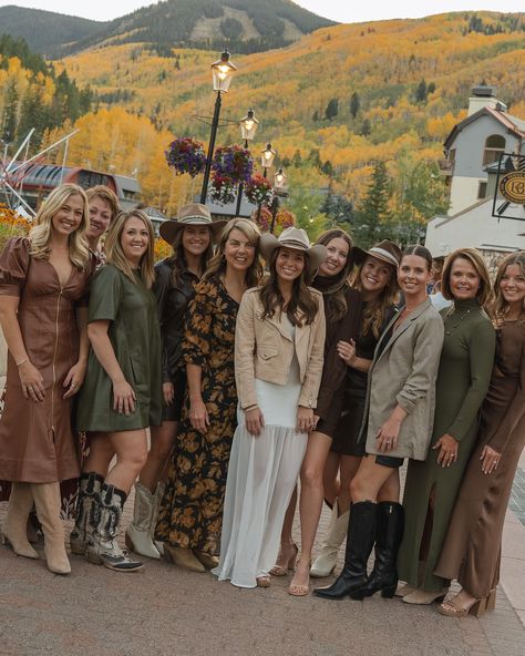 @audreysheets bachelorette weekend in the mountains Mountain Spring Outfits, Bozeman Bachelorette, Winery Bachelorette Party Outfit, Mountain Weekend Outfit, Mountain Wedding Attire, Mountain Formal, Mountain Bachelorette Party, Winery Party, Winery Bachelorette Party