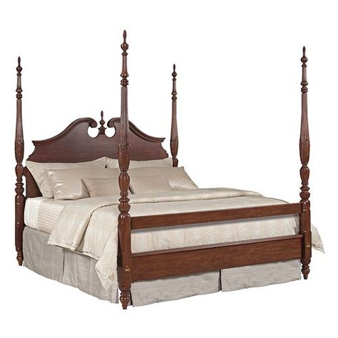 Hadleigh Rice Carved King Bed - Complete | La-Z-Boy Wood Four Poster Bed, Rice Bed, Carved Bed, King Poster Bed, Carved Beds, Queen Poster, Poster Bedroom, Sophisticated Decor, Kincaid Furniture