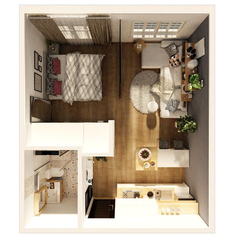 STUDIO APARTMENT on Behance Smart Studio Apartment Ideas, 1 Room Appartement, 15x15 Studio Apartment Layout, 25 Sqm Studio Apartment Ideas, Studio Home Layout, Studio Apartment With Workspace, Open Floor Studio Apartment, 30 Square Metre Apartment, 200ft Studio Apartment