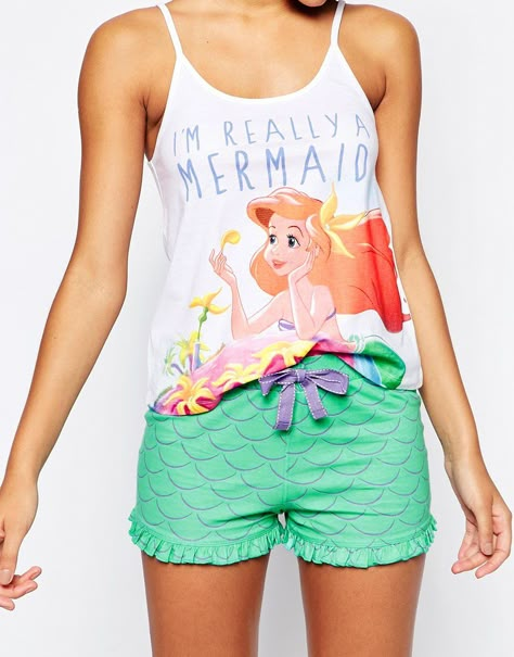 Forever young, cartoon character loving loungewear brand Missimo stamp their cute pyjama sets with playful prints. From Mickey Mouse and Tinkerbell to iconic Disney princesses, original designs fea... Disney Pjs, Mermaid Pajamas, Pijamas Women, Disney Pajamas, Mermaid Stuff, Cute Pjs, Disney Merch, Cute Pajama Sets, Disney Inspired Outfits