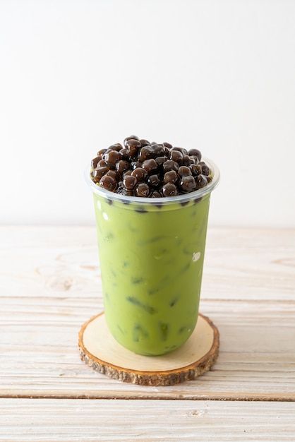 Premium Photo | Green tea latte with bubble Green Bubble Tea, Matcha Green Tea Latte, Green Tea Latte, Green Bubble, Tea Green, Green Photo, Tea Latte, Matcha Green, Boba Tea