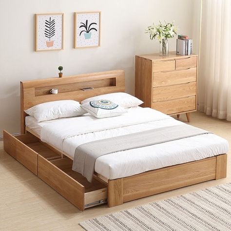 Diy Seng, Reka Bentuk Bilik Tidur, Simple Bed Designs, Bed Headboard Design, Hiasan Bilik Tidur, Wood Bed Design, Bed Platform, Bed Frame Design, Wooden Bed Design