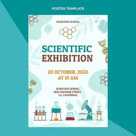 Science Exhibition Poster Design, Scientific Poster Ideas, Science Event Poster, Science Poster Design, Laboratory Poster, Exhibition Design Poster, Graduate Poster, Lab Poster, Science Template