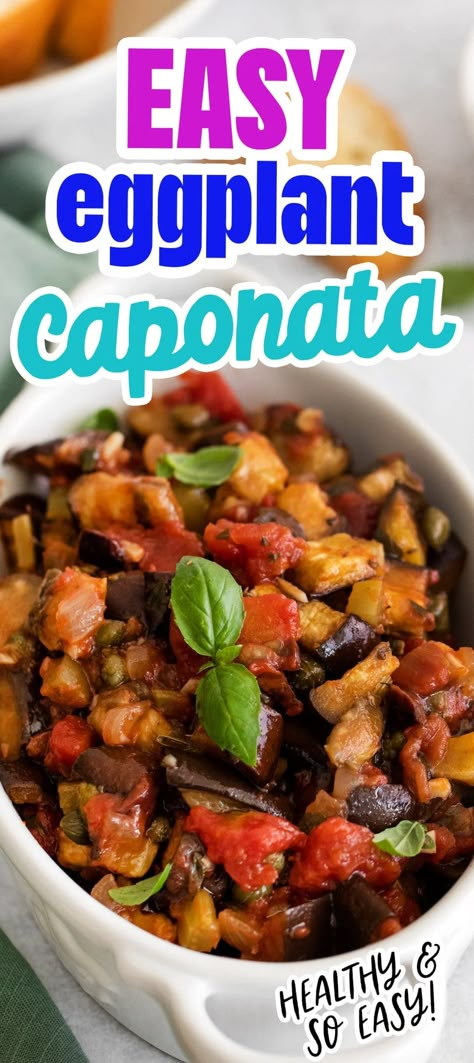 Easy Eggplant Caponata - side dishes #sidedishes Eggplant Onion Recipes, Cabbage Eggplant Recipes, Canning Eggplant Caponata, Eggplant Recipes For Canning, Egg Plant Side Dishes, Dishes With Eggplant, Capanota Recipe, Eggplant Dishes Easy, Stuff Eggplant Recipes