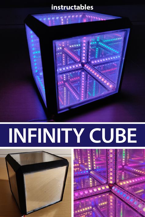 Arduino Light Projects, Led Projects Diy, Led Crafts, Led Cube Arduino, Infinity Mirror Diy, Led Light Projects, Infinity Mirrors, Infinity Cube, Led Cube