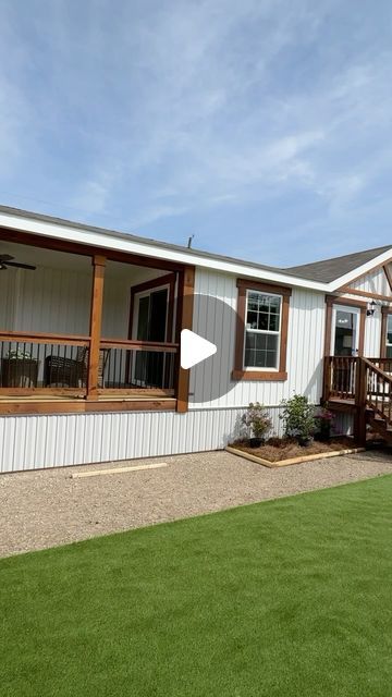 Chance’s Home World on Instagram: "🤙🏼This mobile home model is the “Goose” by Destiny Homes! This prefab house is perfect pick IMO for a starting or small family! WATCH THE FULL TOUR ON THE CHANNEL FOR ALL THE INFO AND PRICING, link in bio!  #mobilehome #manufacturedhome #prefabhouse #housetour #prefabhomes #newhome #realestate" Mobile Home To Farmhouse, Mobile Home Exterior Before And After, Mobile Home With Wrap Around Porch, Add On To Mobile Home Ideas, Additions To Mobile Homes, Mobile Home Ideas Doublewide, Mobile Home Expansion Ideas, Mobile Home Design Ideas, Mobile Home Driveway Ideas