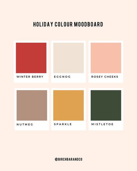 Birch Bar | baby + holiday + party decor on Instagram: "we are fa-la-la-la loving the palette for this season! 🎄❤️​​​​​​​​ ​​​​​​​​ 🌟 what are your favourite colours for this time of year? let me know below...​​​​​​​​ ​​​​​​​​ •​​​​​​​​​​​​​​​​ •​​​​​​​​​​​​​​​​ •​​​​​​​​ ​​​​​​​​ ​​​​​​​​ #christmas #holidaycolours #holidaymoodboard #inspiration #tistheseason #holidays #christmasornaments #holidayseason #christmas2022 #christmasdecor #holidaydecor #christmasornament #treeornament #customornam Mid Century Christmas Color Palette, Christmas Color Swatches, Christmas 2024 Color Trends, Girly Christmas Color Palette, Christmas Card Color Scheme, Holiday 2024 Color Trends, Unique Christmas Color Palette, Soft Christmas Color Palette, Christmas Decorations Color Schemes