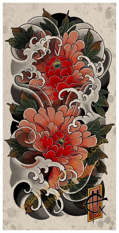 Neo-Traditional Characteristics: Similar to traditional but with a more modern twist, using a wider color palette and more detailed shading. Designs: Stylized animals, intricate floral designs, updated classic motifs. Japanese Peony Tattoo, Shoulder Tattoo Designs, Traditional Tattoo Prints, Japanese Tattoo Artist, Japanese Tiger Tattoo, Traditional Japanese Tattoo Designs, Backpiece Tattoo, Japanese Flower Tattoo, Traditional Tattoo Flowers