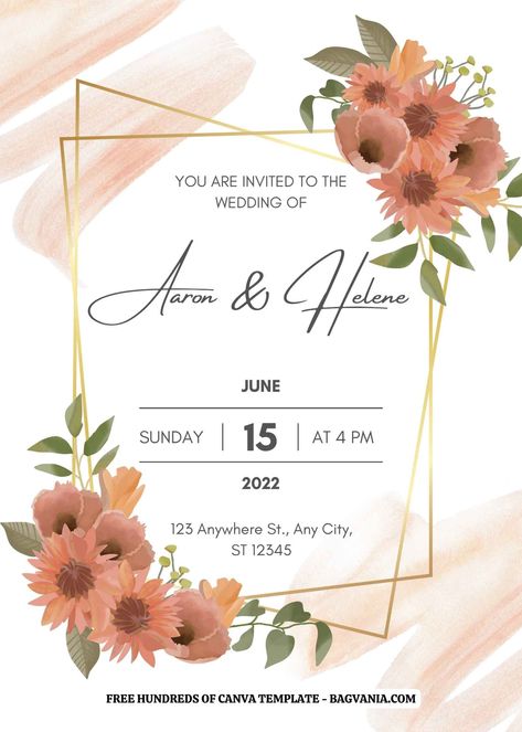 Nice (Free) 7+ Peach Watercolor Floral Bouquet Canva Wedding Invitation Templates #free #freeinvitation2019 #birthday #disney #invitations #invitationtemplates Diy Flower Wall, Peach Watercolor, Reception Backdrop, Canva Wedding, Cheap Flowers, Disney Invitations, Birthday Disney, Wedding Palette, Free Birthday