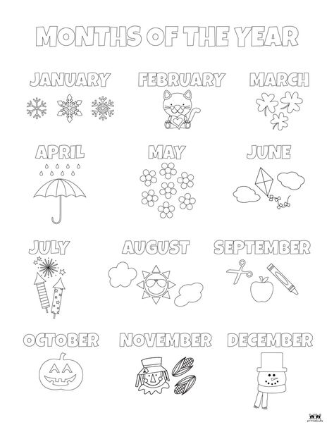 Months of the Year Worksheets & Printables | Printabulls Learning The Months Of The Year For Kids, Months Activities Worksheets, Months Worksheets For Grade 1, Coloring Months Of The Year, Today Is Worksheet Free Printable, Month Of The Year Coloring Pages, Months For Preschool, Months Printable Preschool, Months Of The Year For Preschoolers