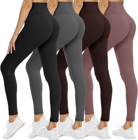 Amazon.com: 4 Pack Leggings for Women - High Waisted Tummy Control Soft No See-Through Black Yoga Pants for Athletic Workout : Clothing, Shoes & Jewelry Workout Pants Women, Perfect Leggings, Yoga Pants With Pockets, Black Yoga Pants, Leggings For Women, Pants With Pockets, Leggings Design, Womens Bodysuit, Yoga Women