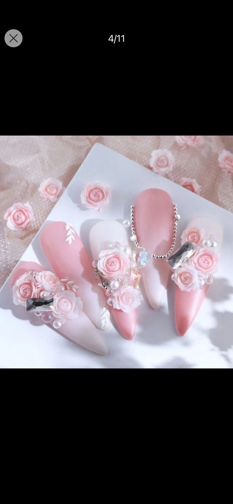 30pcs Pink Rose Nail Art Charms Accessories Resin Flowers Valentines Day Nails Decoration Gel Polish Manicure Jewelry DIY SuppliesI discovered amazing products on SHEIN.com, come check them out! Rose Charms On Nails, Rose Nail Charm, Nails With Rose Charms, Pink Roses Nails, Pink Rose Nail Designs, Pink Nails With Roses, Rose Charm Nails, Nails With Flower Charms, Flower Charm Nails