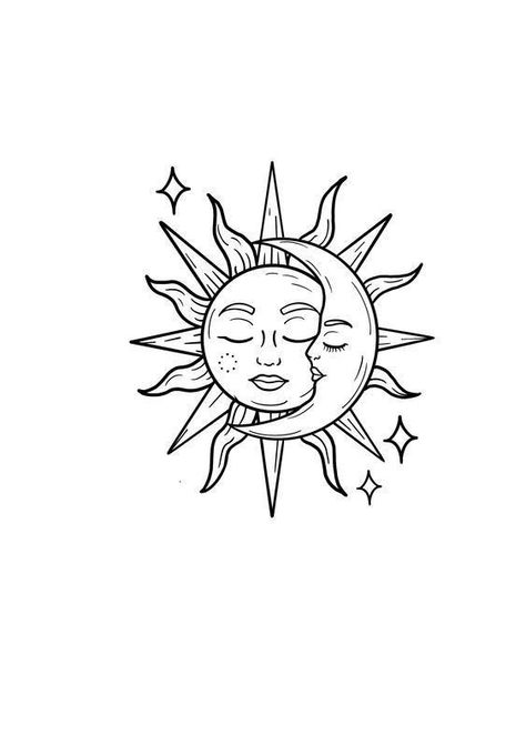 Holiday Tattoo, Moon Sun Tattoo, Sun Tattoo Designs, Illustration Tattoo, Moon Tattoo Designs, Small Pretty Tattoos, Inspiration Tattoos, Sun Tattoos, Classy Tattoos